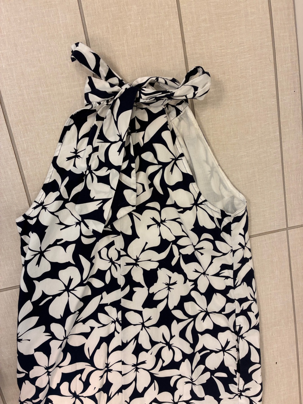 J. Crew Navy & White Floral Halter Tie Neck Shift Dress 0 - Picture 8 of 11